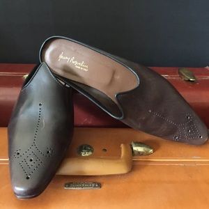 New HENRY BEGUELIN Brown Leather Mules 6.5 ITALY